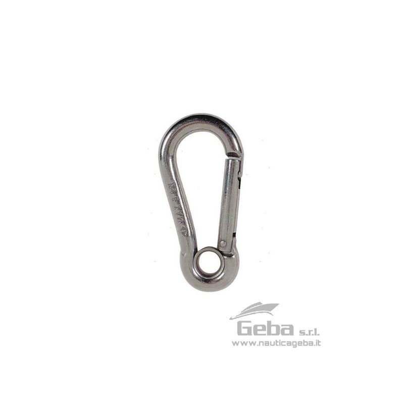 Moschettone in Acciaio Inox AISI 316 con occhio sistema di aggancio antigrip