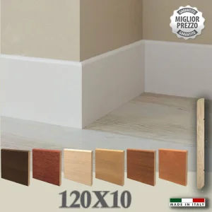 BATTISCOPA in legno MASSELLO Zoccolino BECCO DI CIVETTA 120X10 (prezzo al metro lineare)