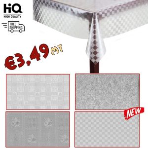 ROTOLO 30MT di Tovaglia CRISTAL PVC Trasparente goffrata H140 antimacchia