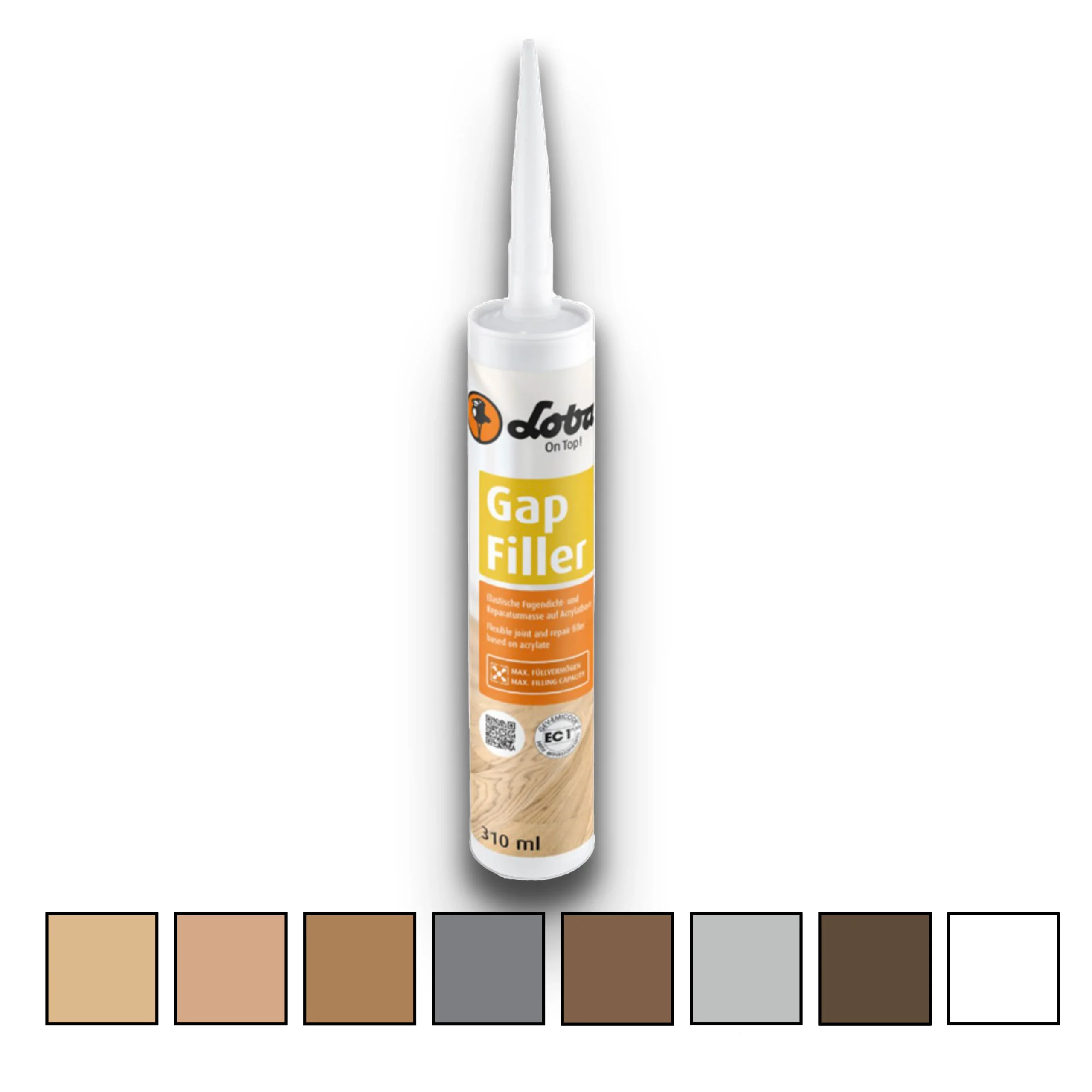 4 prodotti in uno - GAPFILLER Loba Stucco per pavimenti e Zoccolini e Colla per parquet e battiscopa, 1x310ml - immagine 2